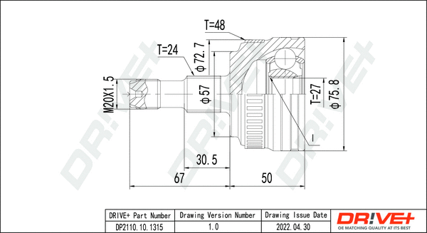Jeu de joints, arbre de transmission Dr!ve+ DP2110.10.1315