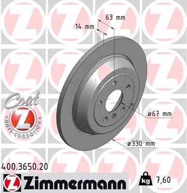 Disque de frein ZIMMERMANN 400.3650.20