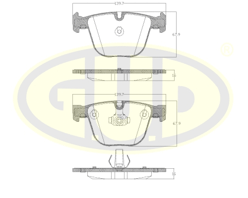 Kit de plaquettes de frein, frein à disque G.U.D. GBP089200