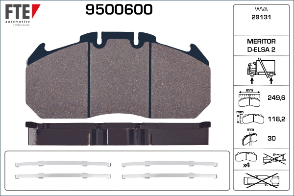 Kit de plaquettes de frein, frein à disque FTE 9500600