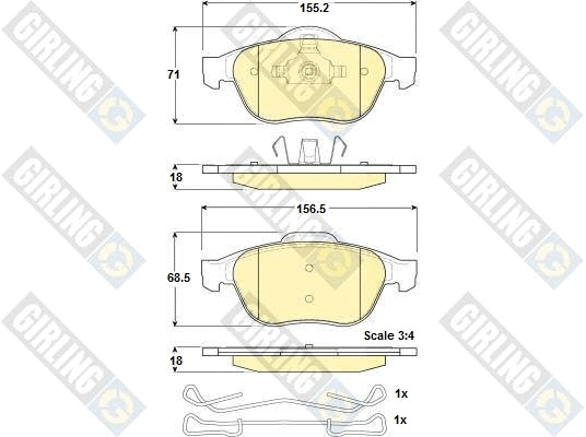Kit de plaquettes de frein, frein à disque GIRLING 6114682