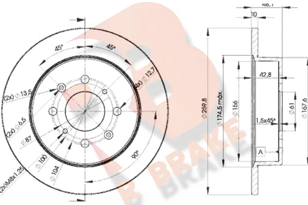 Disque de frein R BRAKE 78RBD25106