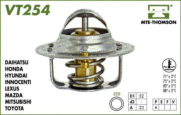 Thermostat, liquide de refroidissement MTE-THOMSON VT254.82