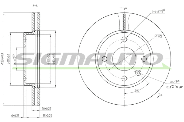 Disque de frein SIGMAUTO DBC688V