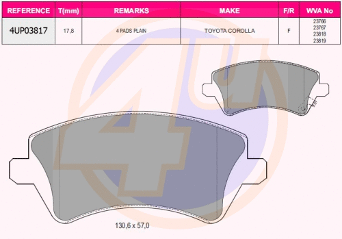 Kit de plaquettes de frein, frein à disque 4u 4UP03817