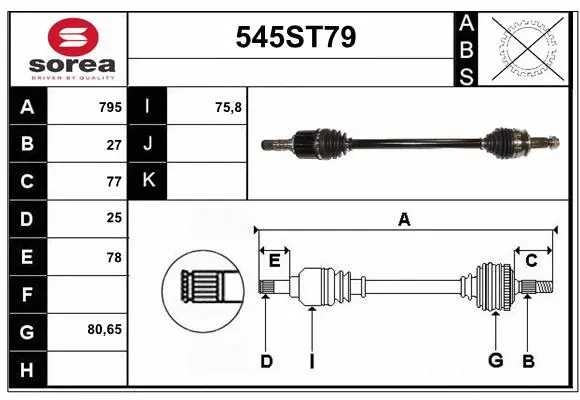 Arbre de transmission STARTCAR 545ST79