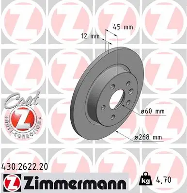 Disque de frein ZIMMERMANN 430.2622.20