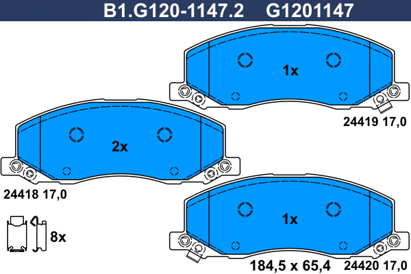 Kit de plaquettes de frein, frein à disque GALFER B1.G120-1147.2
