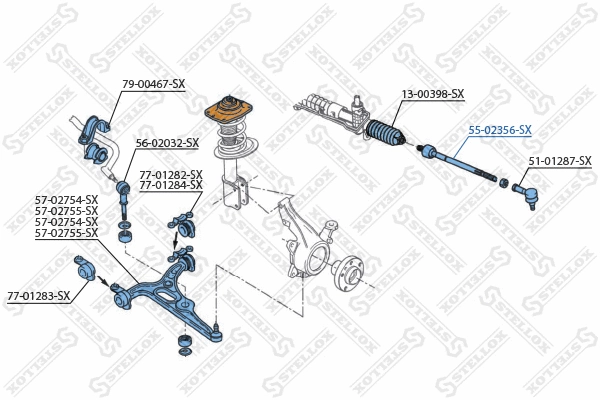 Rotule de direction intérieure, barre de connexion STELLOX 55-02356-SX