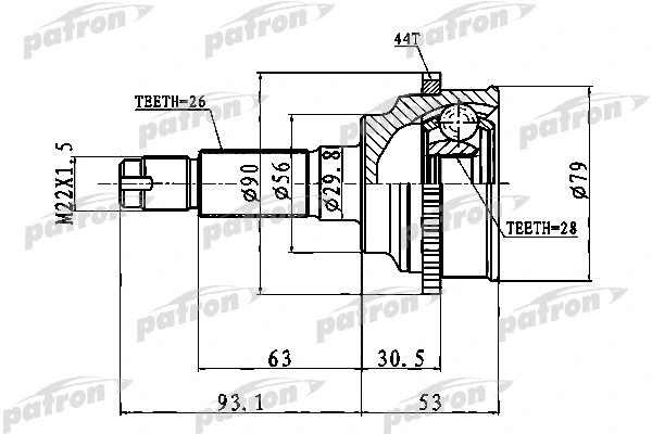 Jeu de joints, arbre de transmission PATRON PCV1016