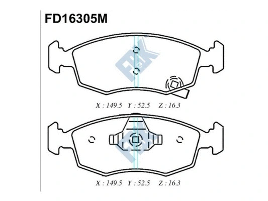 Kit de plaquettes de frein, frein à disque FBK FD16305M
