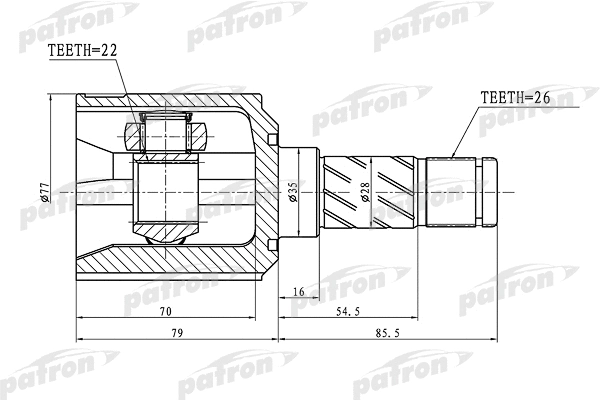 Jeu de joints, arbre de transmission PATRON PCV1359