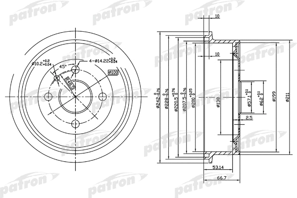 Tambour de frein PATRON PDR1119