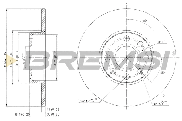 Disque de frein BREMSI CD7040S