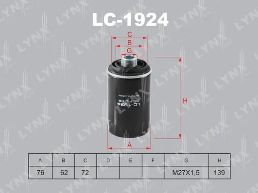 Filtre à huile LYNXAUTO LC-1924