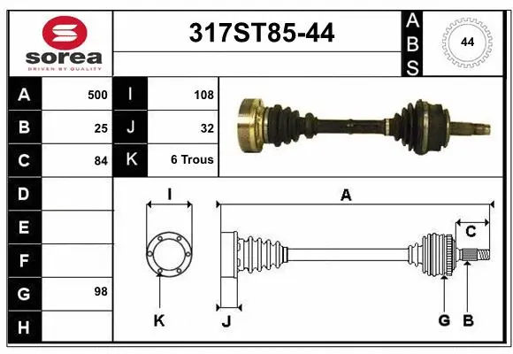 Arbre de transmission STARTCAR 317ST85-44