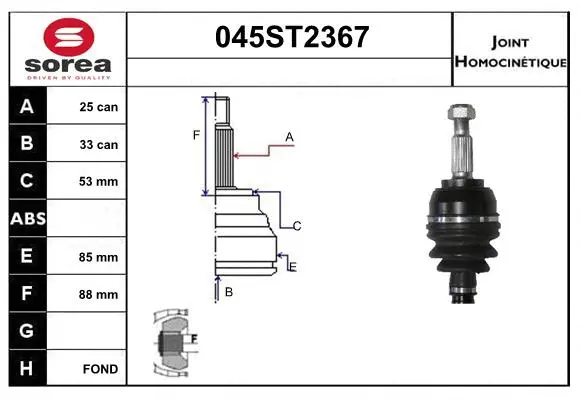Jeu de joints, arbre de transmission STARTCAR 045ST2367