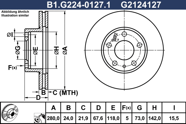 Disque de frein GALFER B1.G224-0127.1