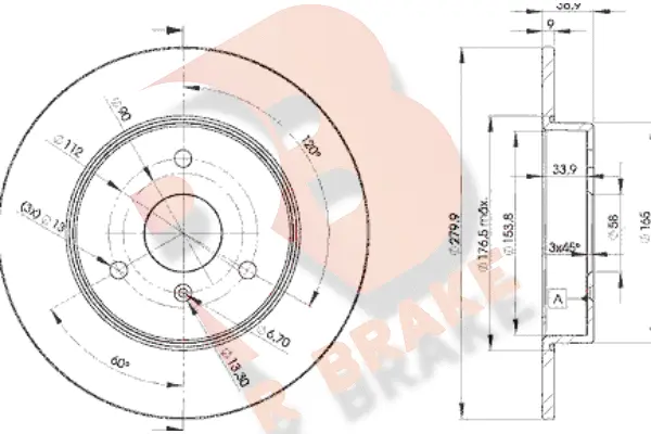 Disque de frein R BRAKE 78RBD24341