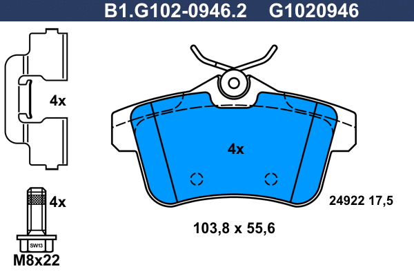 Kit de plaquettes de frein, frein à disque GALFER B1.G102-0946.2