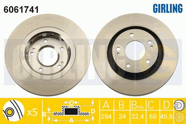 Disque de frein GIRLING 6061741