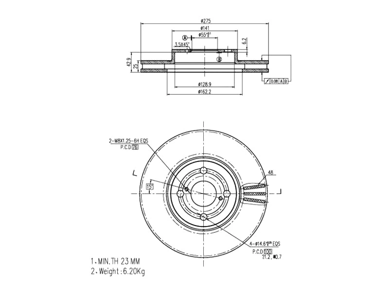 Disque de frein A.Z. Meisterteile AZMT-44-024-1239