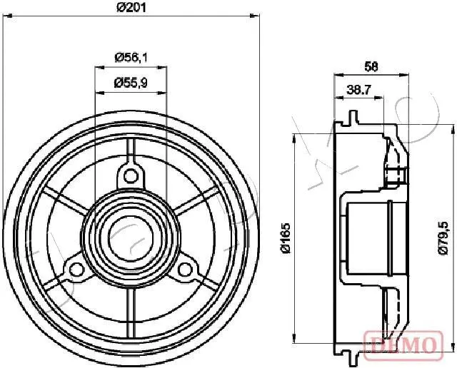 Tambour de frein JAPKO 560607C