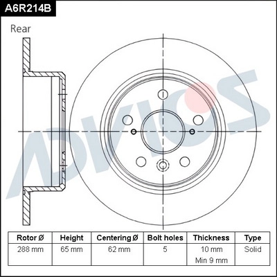 Disque de frein ADVICS A6R214B