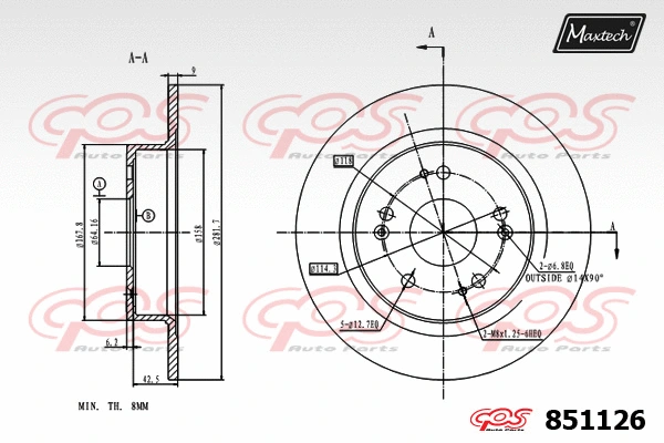 Disque de frein MAXTECH 851126