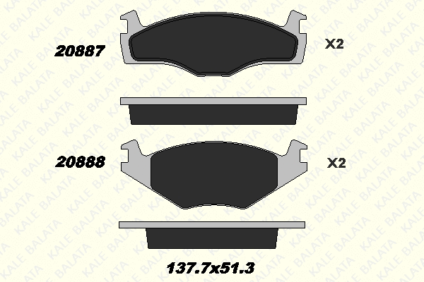 Kit de plaquettes de frein, frein à disque KALE 20887 173 25
