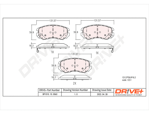Kit de plaquettes de frein, frein à disque Dr!ve+ DP1010.10.0063