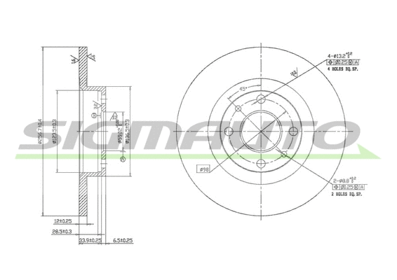 Disque de frein SIGMAUTO DBA141S
