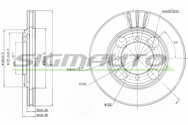 Disque de frein SIGMAUTO DBA482V
