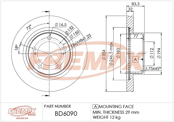 Disque de frein FREMAX BD-6090