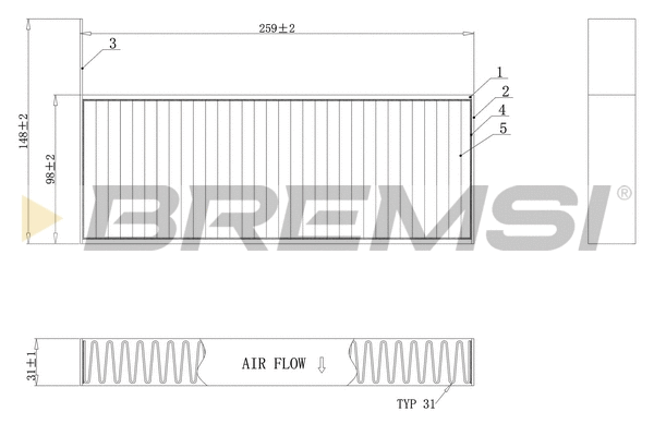 Filtre, air de l'habitacle BREMSI FC0464C