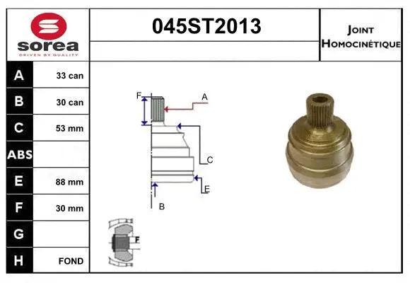 Jeu de joints, arbre de transmission STARTCAR 045ST2013