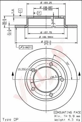 Disque de frein VILLAR 628.1510