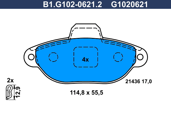 Kit de plaquettes de frein, frein à disque GALFER B1.G102-0621.2