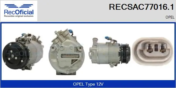 Compresseur, climatisation RECOFICIAL RECSAC77016.1