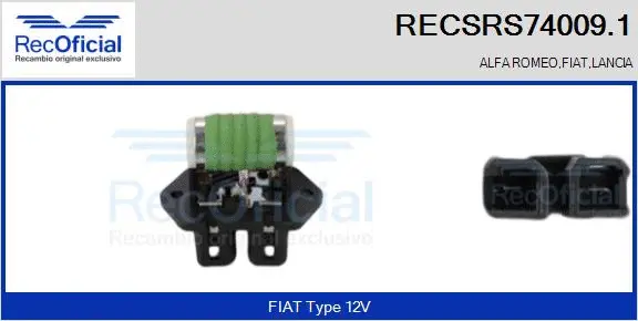 Prérésistance, moteur électrique (ventilateur de radiateur) RECOFICIAL RECSRS74009.1