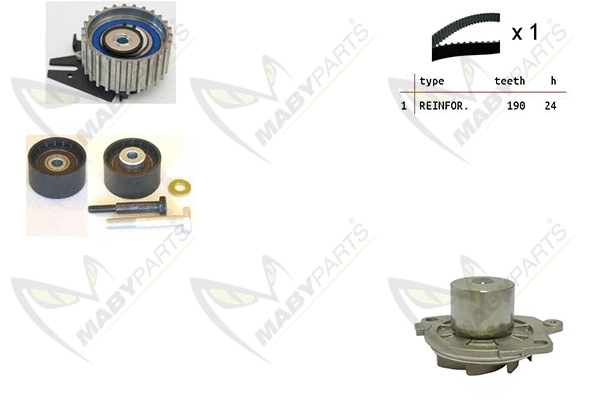 Pompe à eau + kit de courroie crantée MABYPARTS OBKWP0052
