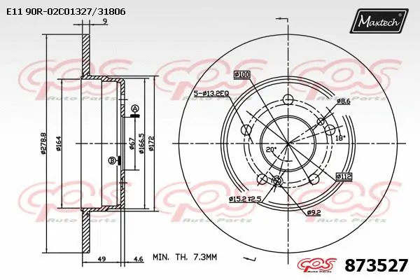 Disque de frein MAXTECH 873527