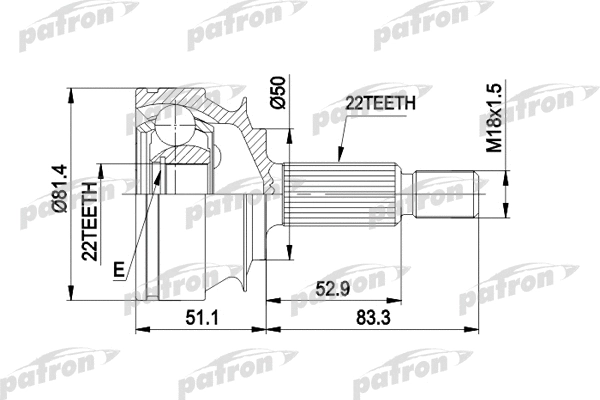 Jeu de joints, arbre de transmission PATRON PCV1273