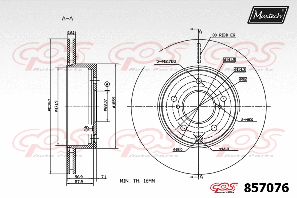 Disque de frein MAXTECH 857076