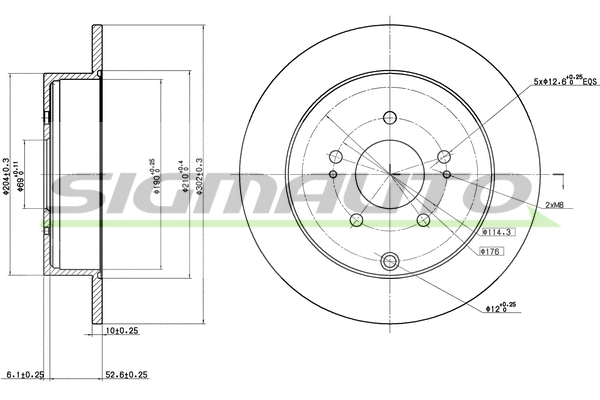 Disque de frein SIGMAUTO DBC268S