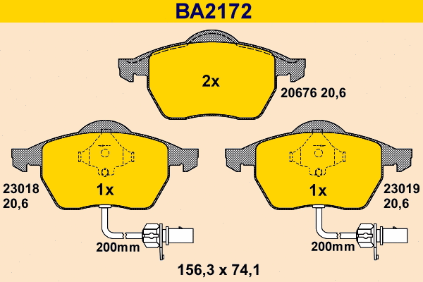Kit de plaquettes de frein, frein à disque BARUM BA2172