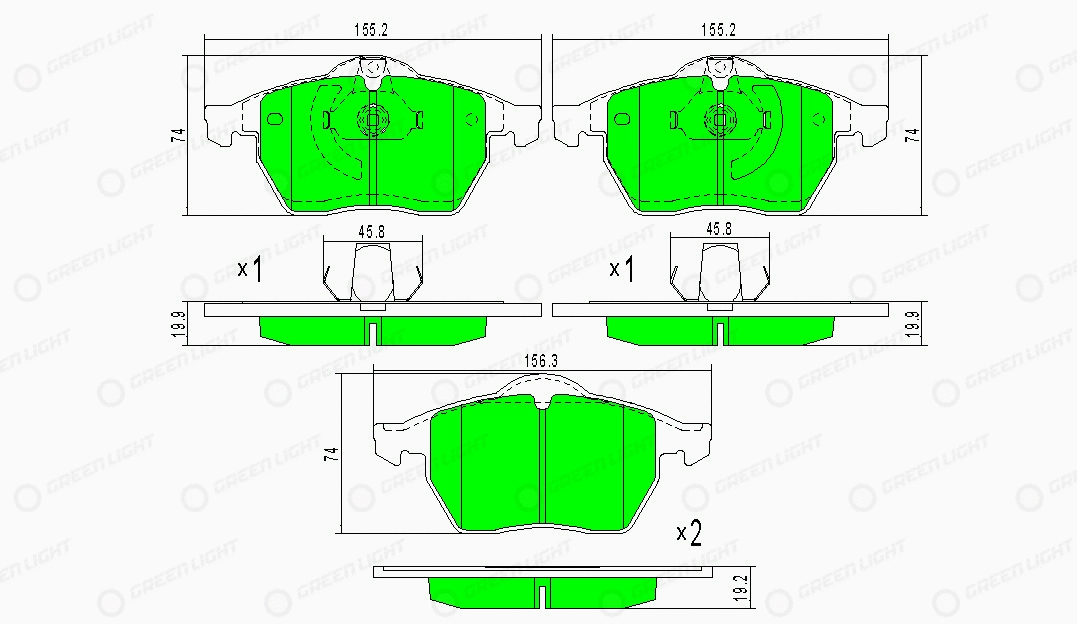 Kit de plaquettes de frein, frein à disque Automotive Adriado GLBP0202
