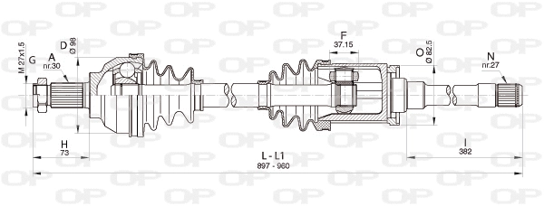 Arbre de transmission OPEN PARTS DRS6354.00