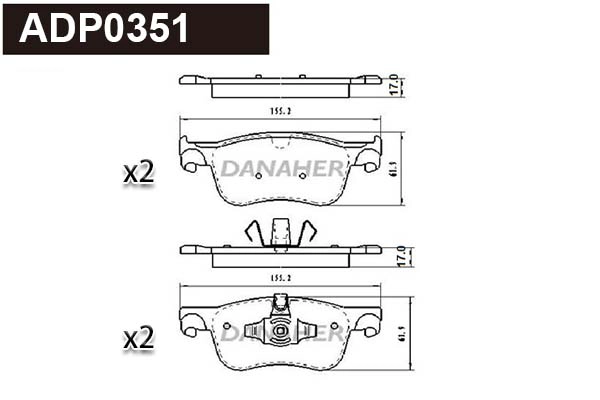 Kit de plaquettes de frein, frein à disque DANAHER ADP0351