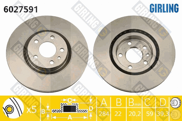 Disque de frein GIRLING 6027591